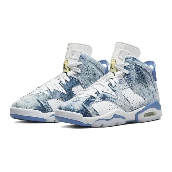 Jordan 6 Retro GS Kids Size 7Y Washed Denim 2022 Basketball Shoes - DM9045-100 - Picture 3 of 6